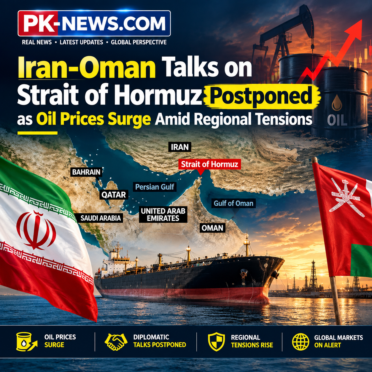 Iran-Oman Talks on Strait of Hormuz Postponed as Oil Prices Surge Amid Regional Tensions