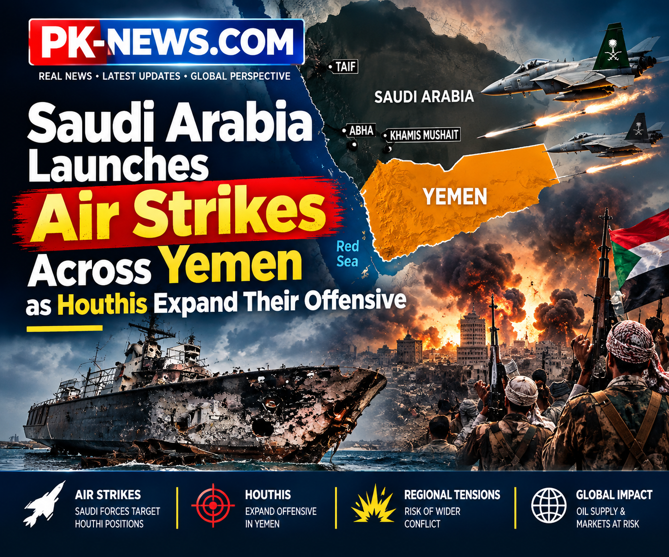 Saudi Arabia Launches Air Strikes Across Yemen as Houthis Expand Their Offensive