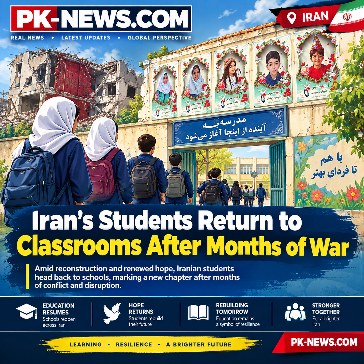 Iranies Students Return to Classrooms After Months of War